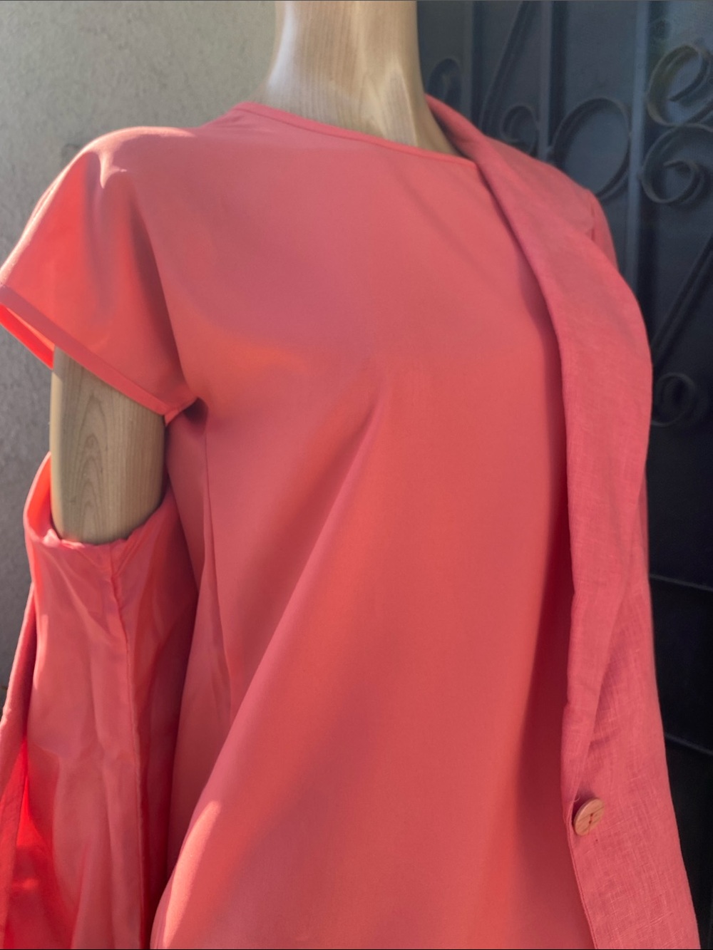 Women's Coral Single-Button Blazer with shirt set